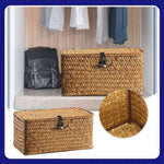 panier rangement bois tressé couvercle vêtements bohème rustique décor maison