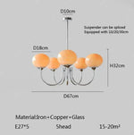 lustre moderne rose doré sphères brillantes opalescent semi encastré led