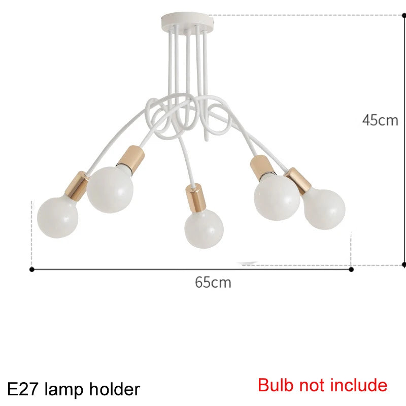 suspension lumineuse moderne noir doré ampoules blanches structure spirale fixation câbles métallique