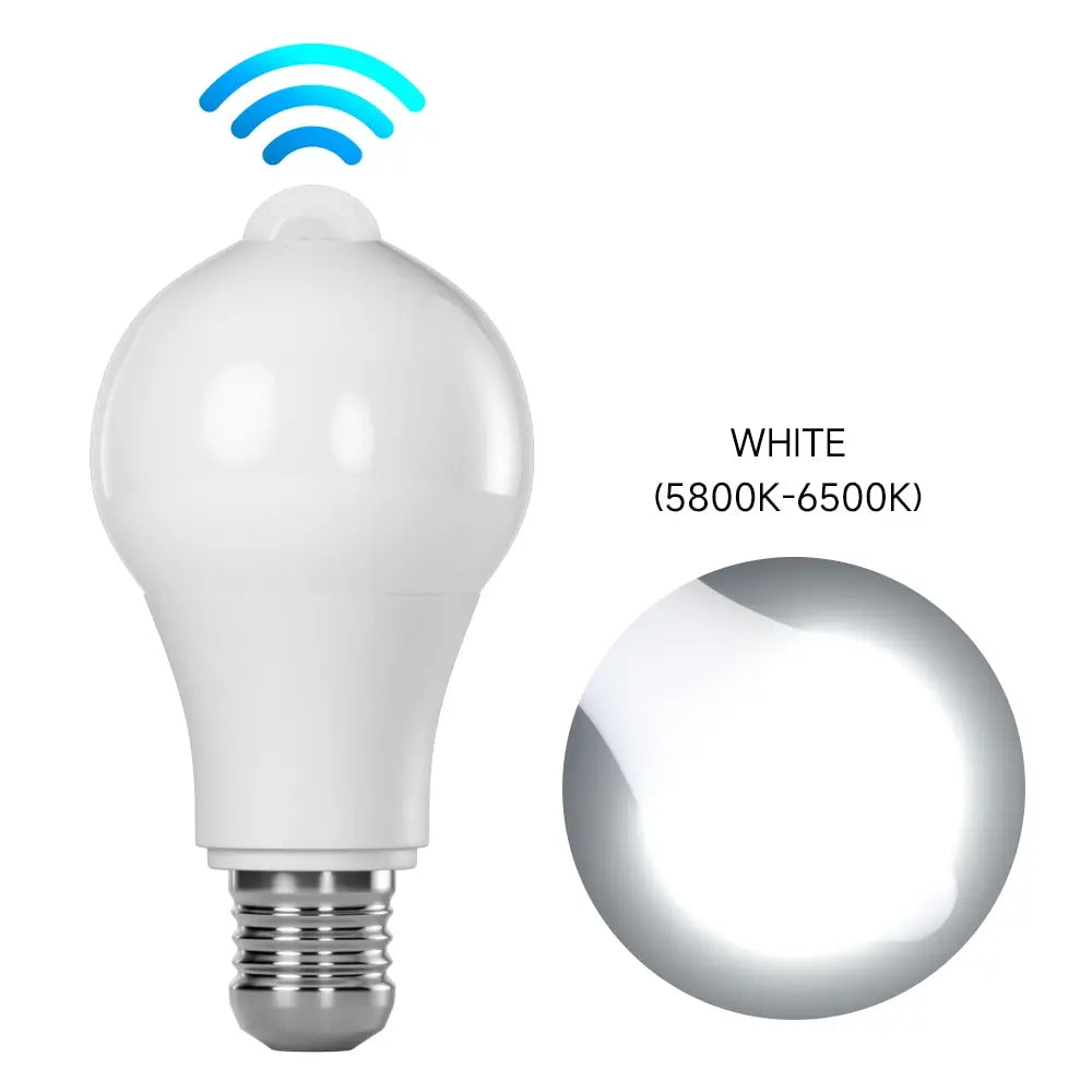 ampoule led e27 blanc moderne capteur mouvement infrarouge intelligent lumière chaude auto interrupteur