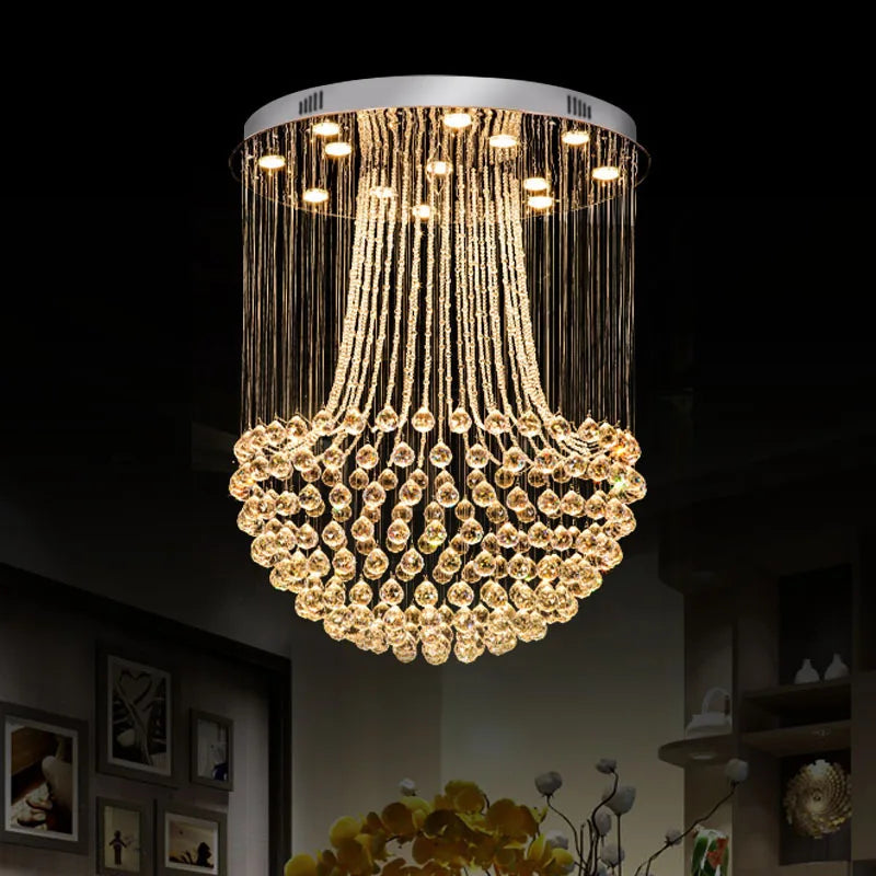 lustre led moderne cristal doré salon salle bain lumière contemporaine fixations invisibles
