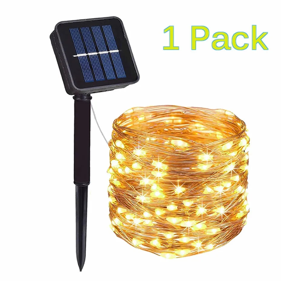 guirlande lumineuse solaire 100leds blanc multicolore moderne extérieure autoinstallation ip65 étanche festive jardin