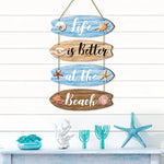 panneau decoratif mural bois motif coquillages etoiles mer bleu clair salon chambre coucher