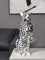 lampe table moderne résine noire blanche points animaux salon chambre enfantsDecorationHome