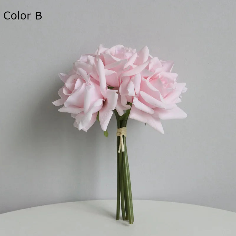 bouquet roses artificielles soie blanc rose pâle rouge décoration mariage intérieur élégant fixations ruban