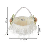 panier dentelle tulle rubans satinés fleurs artificielles romantique champêtre mariage demoiselle honneur deco table