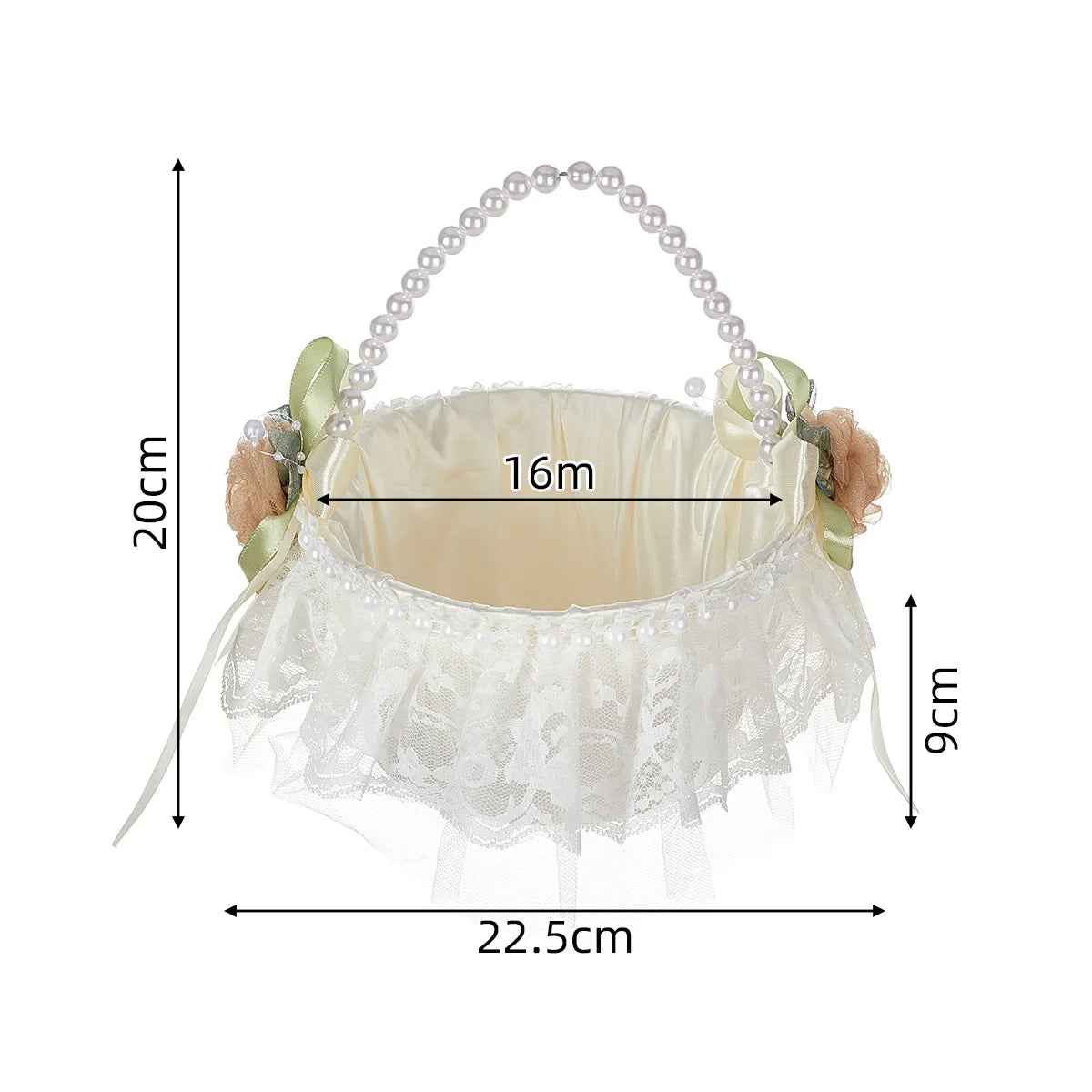 panier dentelle tulle rubans satinés fleurs artificielles romantique champêtre mariage demoiselle honneur deco table