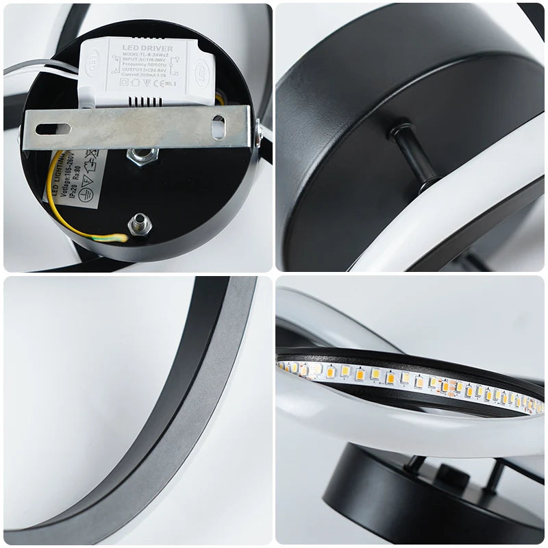luminaire led blanc noir moderne abstrait surface éclairage quotidien couleurs interrupteur led driver