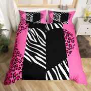housse couette motif léopard cœurs rayures moderne rose romantique chambre adulte