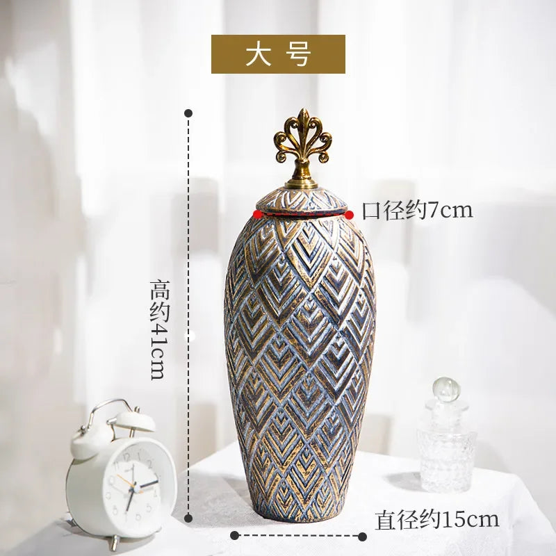 vases decoratifs bleu or bronze fleurs geometriques texturés vintage art deco