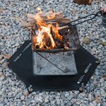 tapis sol résistant feu barbecue plein air isolant double face hexagonal noir métalliques