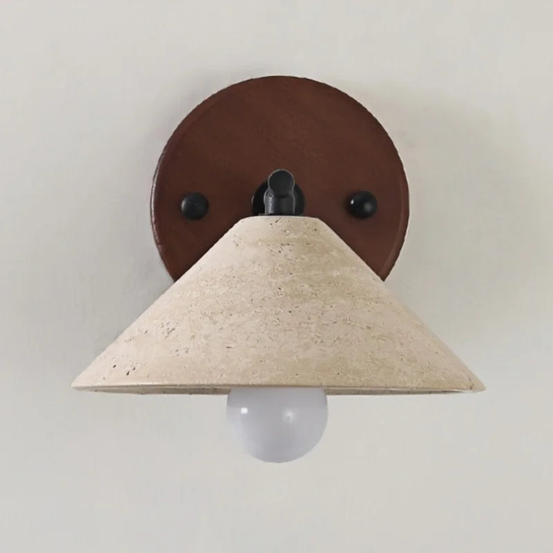 lampe murale moderne abatjour texturé bois ampoule led chaîne interrupteur marron noir beige