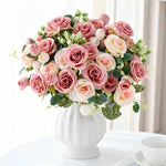 décoration intérieure bouquet pivoine rose blanche moderne élégant vase transparent mariage anniversaire