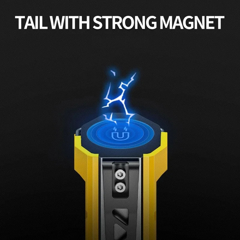 lampe poche rechargeable led jaune puissance 10w lumiere 350m lumens abs nocturne portative