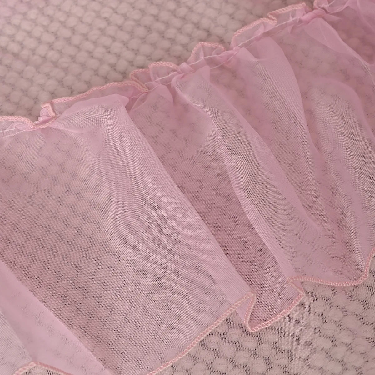 rideau rose clair tulle pompons transparent classique 100cm 130cm 250cm 132cm 140cm 213cm 260cm