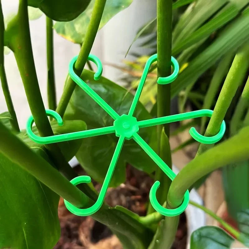 Support plante intérieure vert moderne fixe tige plante fleur six pétales incurvés plastique