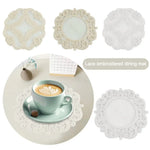 serviette table blanc dentelle classique anti brûlure tissu rond poli maison fêtes mariage