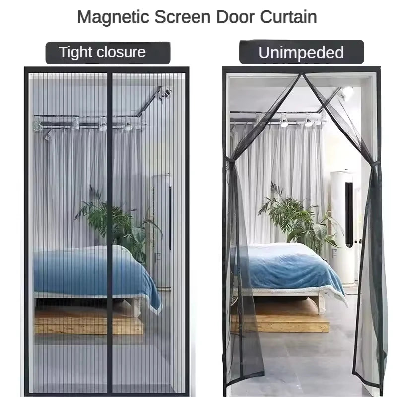 rideau porte magnétique noir maille fine opacité moderne adhésif 90x210 100x210