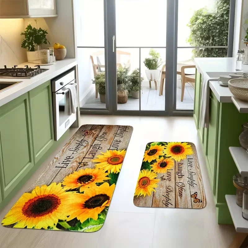 tapis sol extérieur multicolore tournesols rustique adhésif antidérapant fleur vivre simplement rire souvent aimer