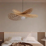 suspension lumineuse tressée wicker naturel moderne rustique salon chambre lumière chaîne métallique ampoule