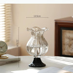 vase transparent classique gravé strié base solide décoration maison fleurs hydroponique