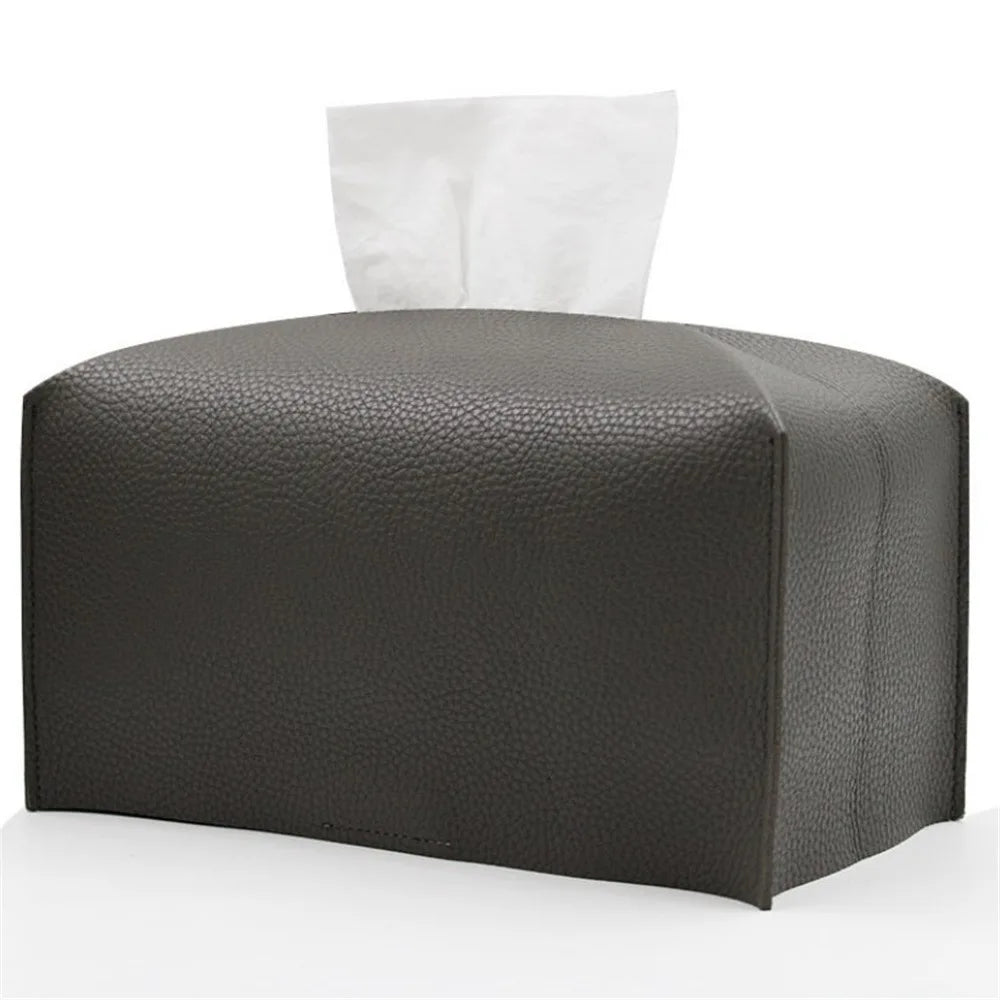 boîte mouchoirs simili cuir moderne gris noir rose pâle adhésif amovible salon decoration
