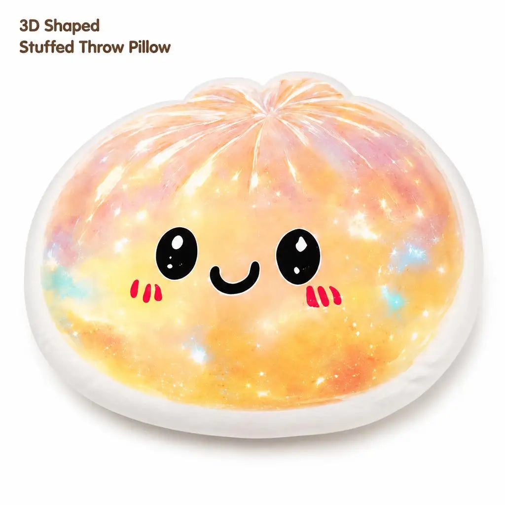 coussin kawaii multicolore galaxie visage sourire oreilles grandes ouvertes oreilles rouges maison chambre canapé