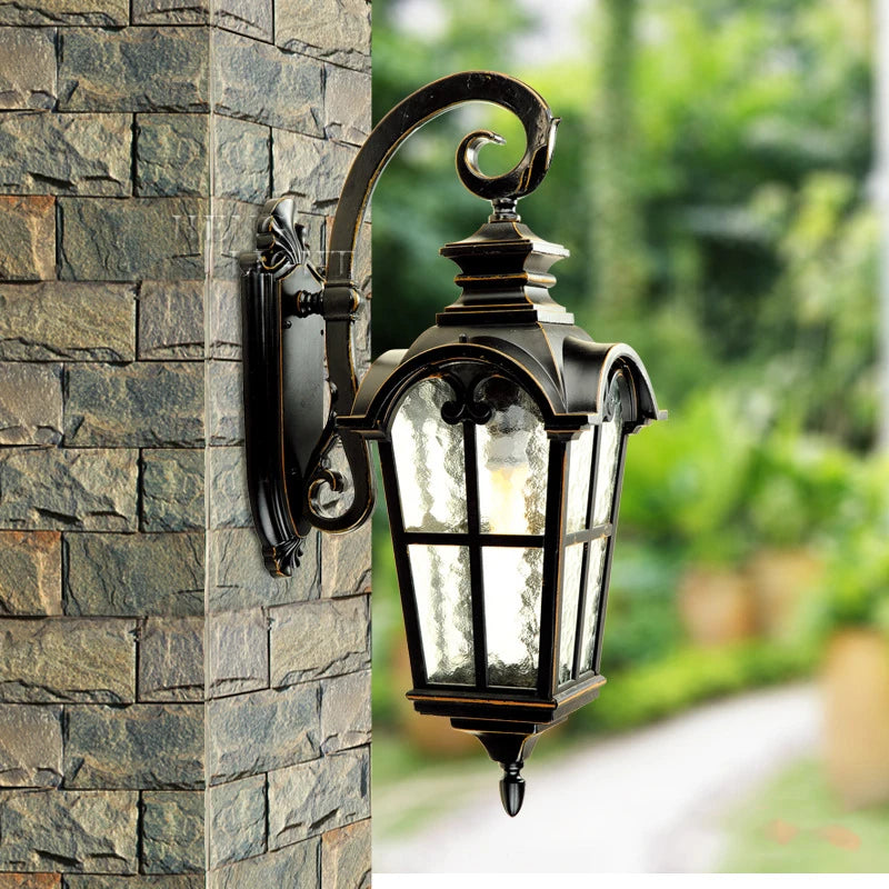 lampe murale classique transparente verre noir allée jardin balcon moderne étancheextérieur cour couloir
