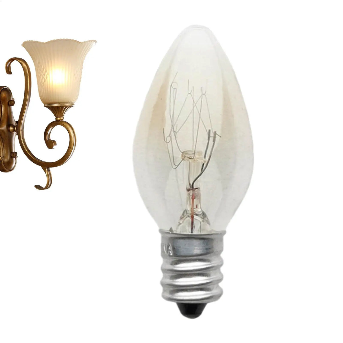 ampoule filament transparent nuit classique e12 doré 7w 10w vintage chambre salon