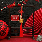 décoration murale suspendue bijou chinois rouge doré nœuds figurines animales artisanat festive