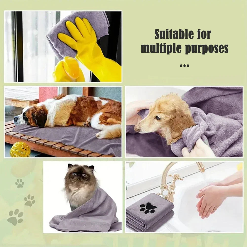serviette bain animaux patte noire gris rose marron douce moderne absorbante 75cm 100cm