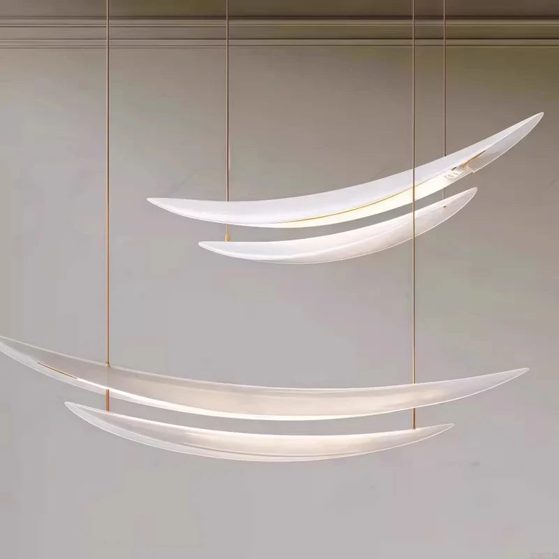 suspension lumineuse moderne minimaliste blanc translucide salle bain salon restaurant chambre principale cuisine