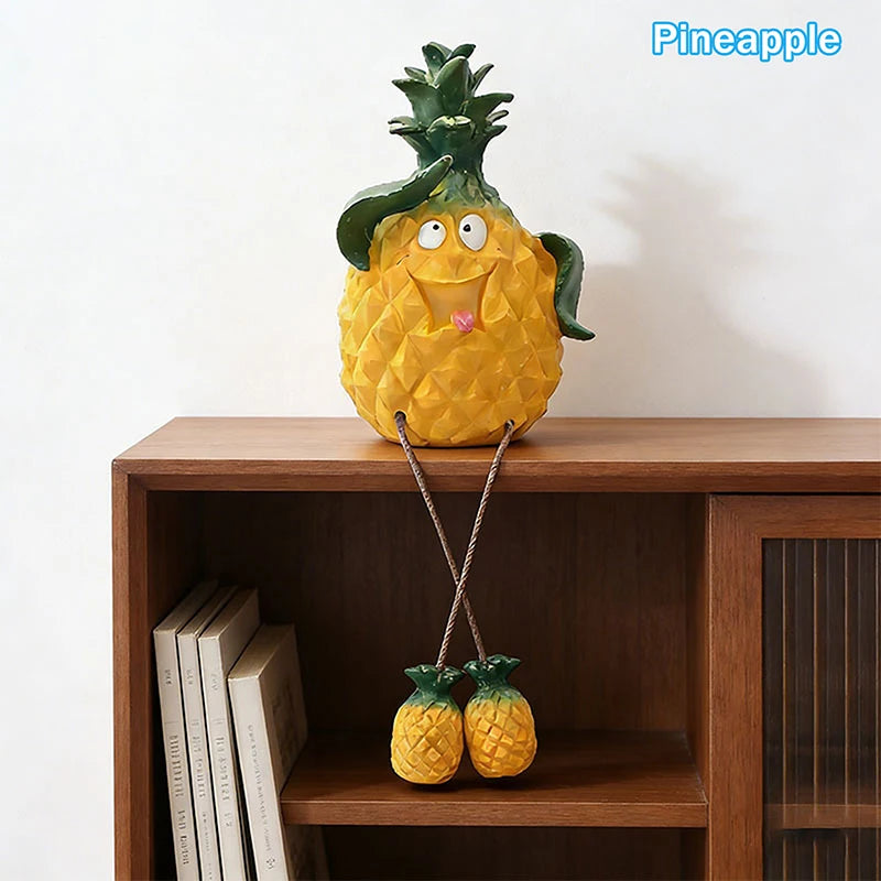 sculpture fruit ananas banane citron pomme résine cartoon opaque pieds jaunes noirs