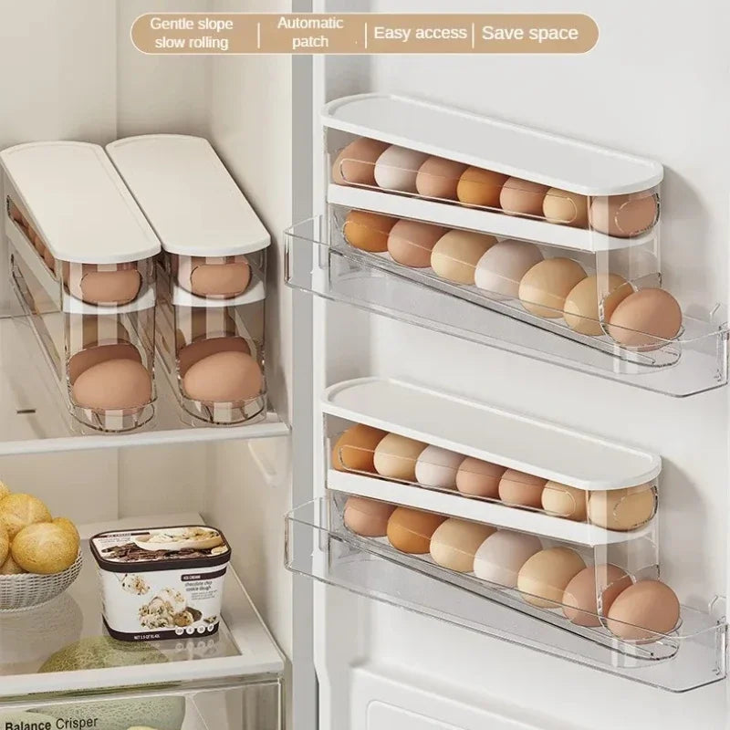 organisateur d'oeufs transparent moderne boîte oeufs plastique rangement réfrigérateur double couche auto distributeur