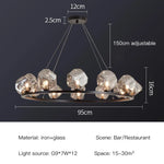 suspension lumineuse moderne scandinave ampoules led noir transparent
