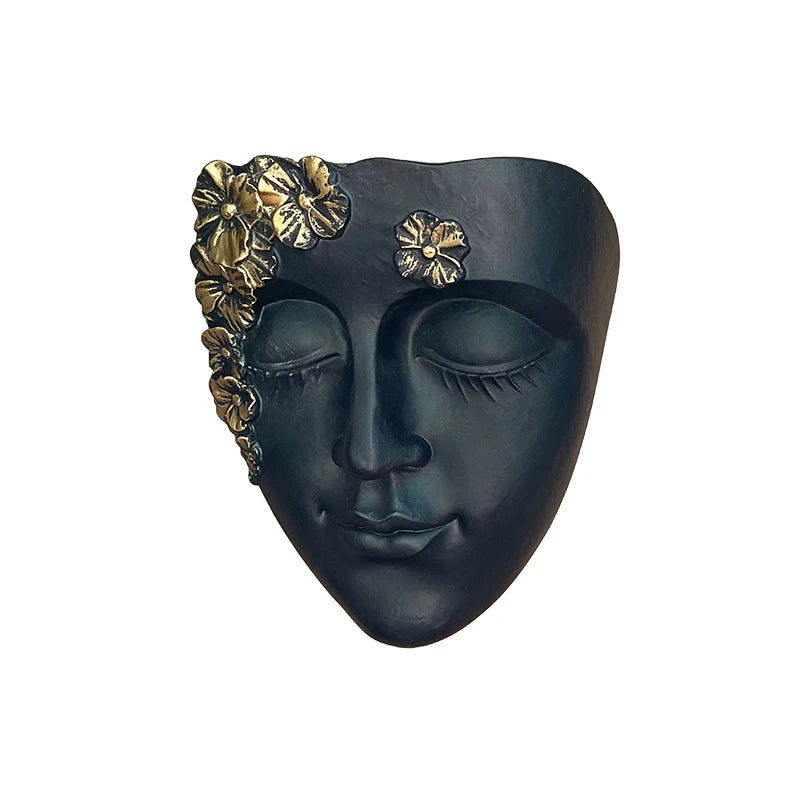 pots fleurs muraux visage féminin blanc gris fleurs décoratives artistique antique plantes grimpantesintérieur decoration