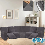 housses canapé sectionnel velours gris moderne élastiques places pièces