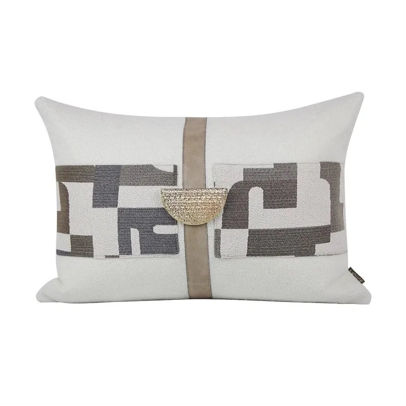 taies d'oreiller deco geometrique blanc gris polyester respectueux environnement contemporain opacité adhésif maison 35x50cm