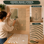 pochoirs peinture abstraite gabarits A4 rayures ondulées motif radial oeil moderne diy bois murs