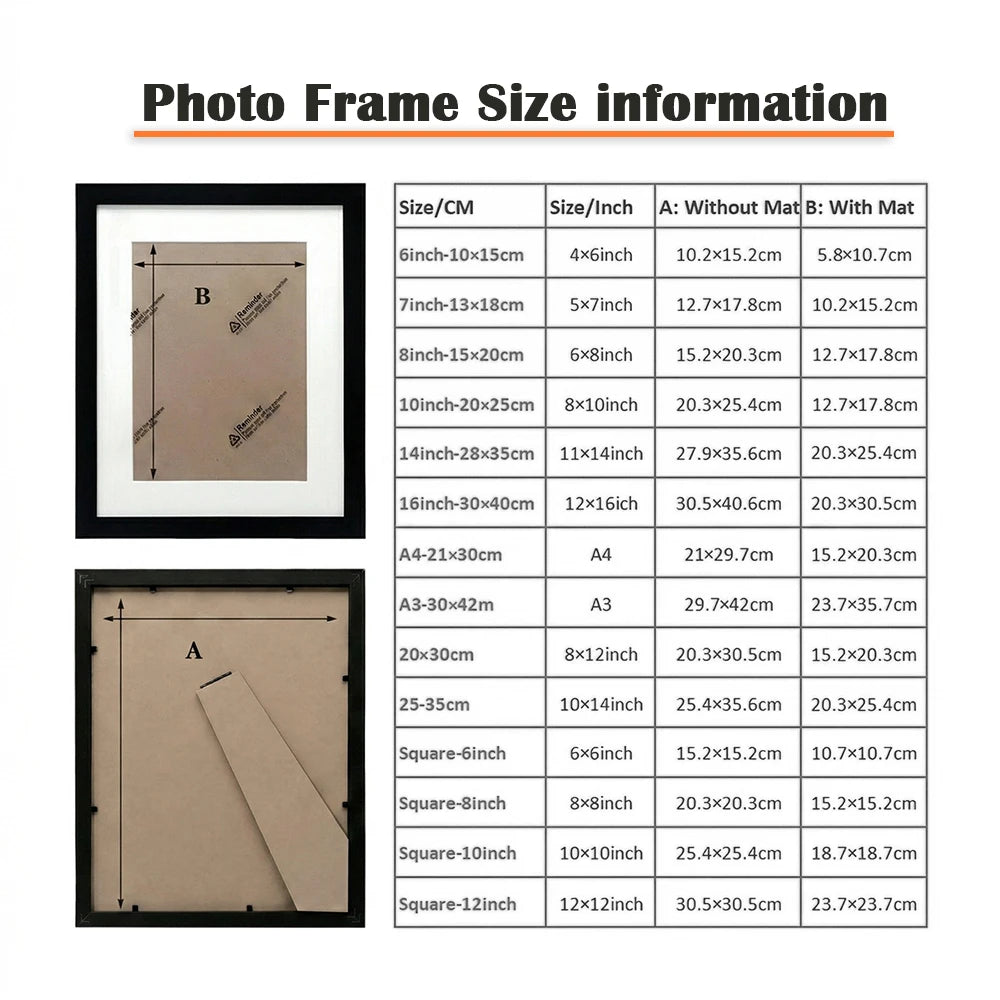 cadres photo noirs contemporains abstraits supports tables différents 10x13cm 12x15cm 17x23cm 20x25cm 25x35cm 30x40cm