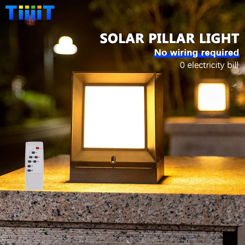 lampe solaire led moderne ip65 étanche télécommande noir blanc abs