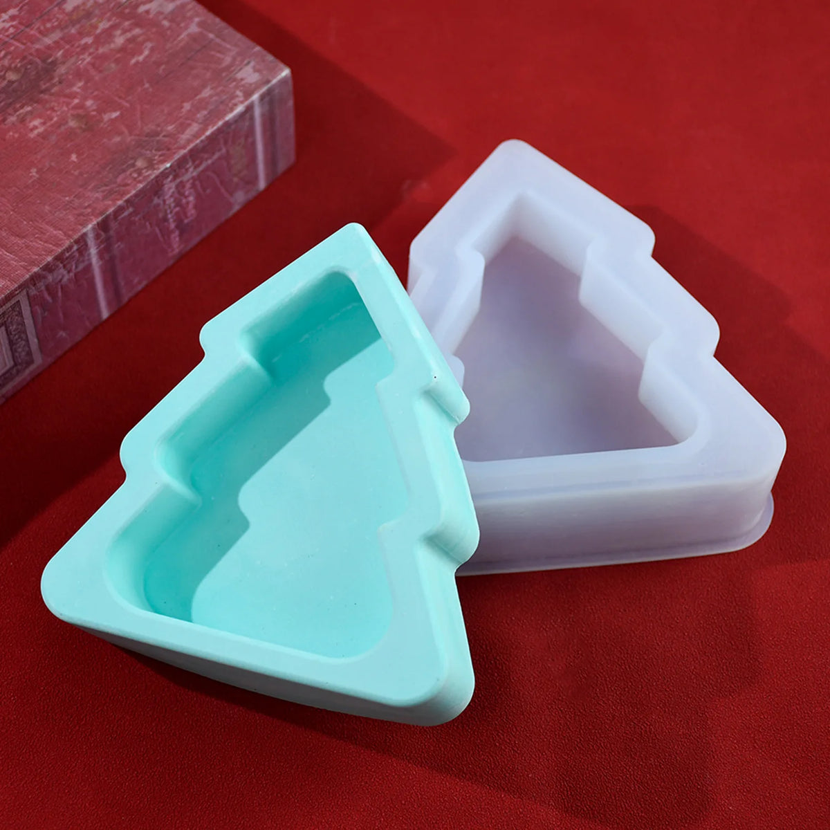 moule silicone arbre noel boules decoratif artisanal résine époxy blanc vert bleu lisse hand