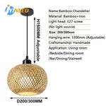 lampe suspendue tissage bambou naturel moderne artisanale pince e27 câble suspension adjustable chambre restaurant