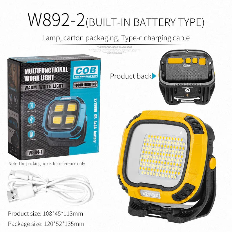 lampe travail multifonctionnelle led bleu jaune moderne robuste clips aimant USB Type