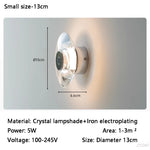 Applique murale moderne cristal argenté led transparent minimaliste fixée mur