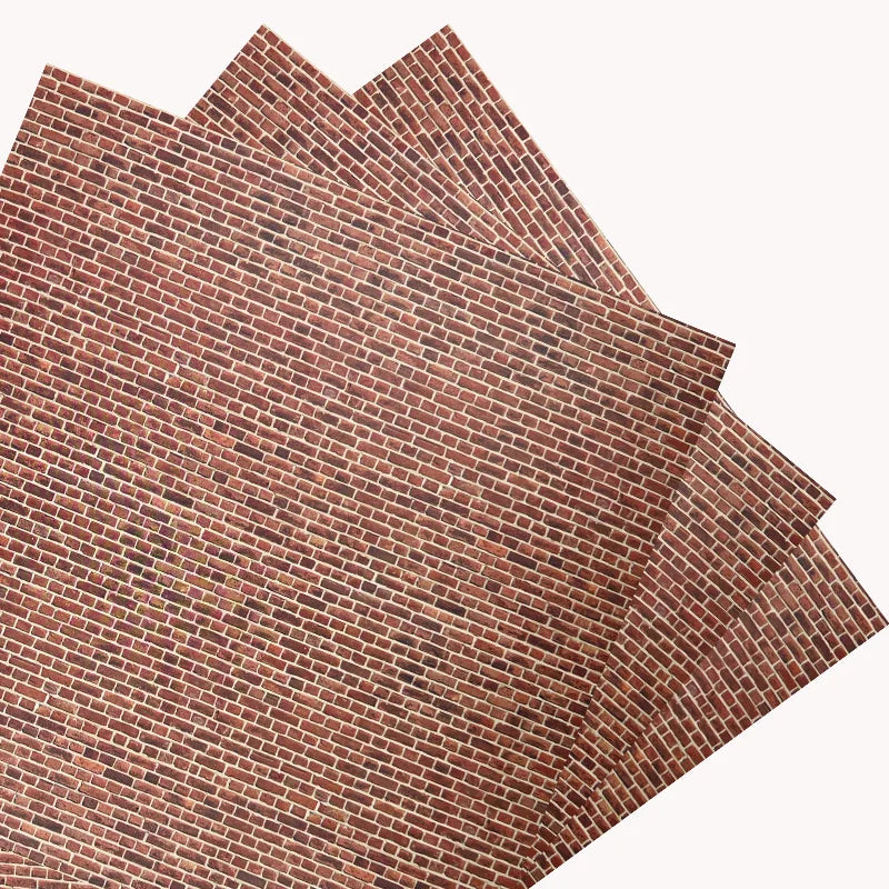 sticker simulation route mur brique papier décoratif classique rouge brun grisclair 21x29cm kit bricolage