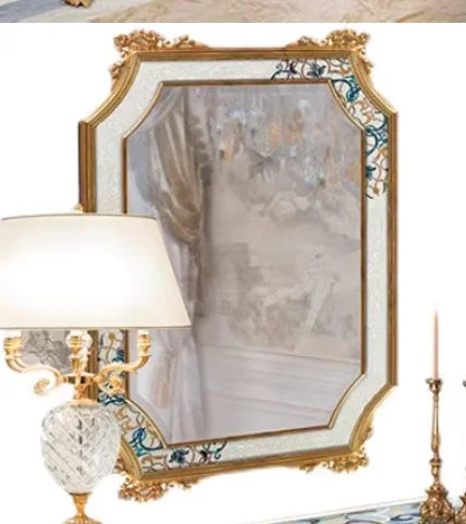 miroir console bois or ornements baroques meuble chambre coucher classique
