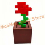 décoration murale pixel art pot fleur vert rouge rose beige