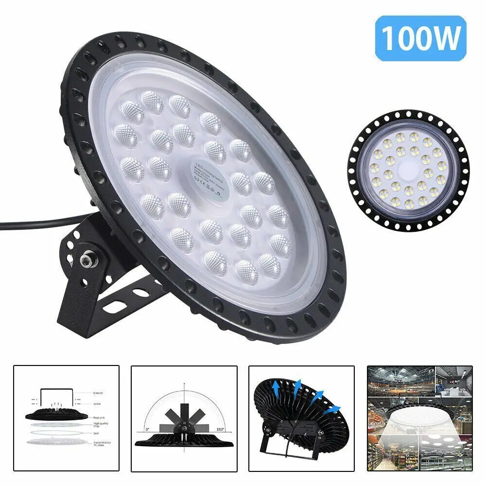 lampes led industrielles hautes luminosités noir blanc modernes rondes points lumineux tringle fixations