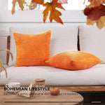 housse coussin velours côtelé orange rayé décorative canapé salon moderne zip invisible textile doux